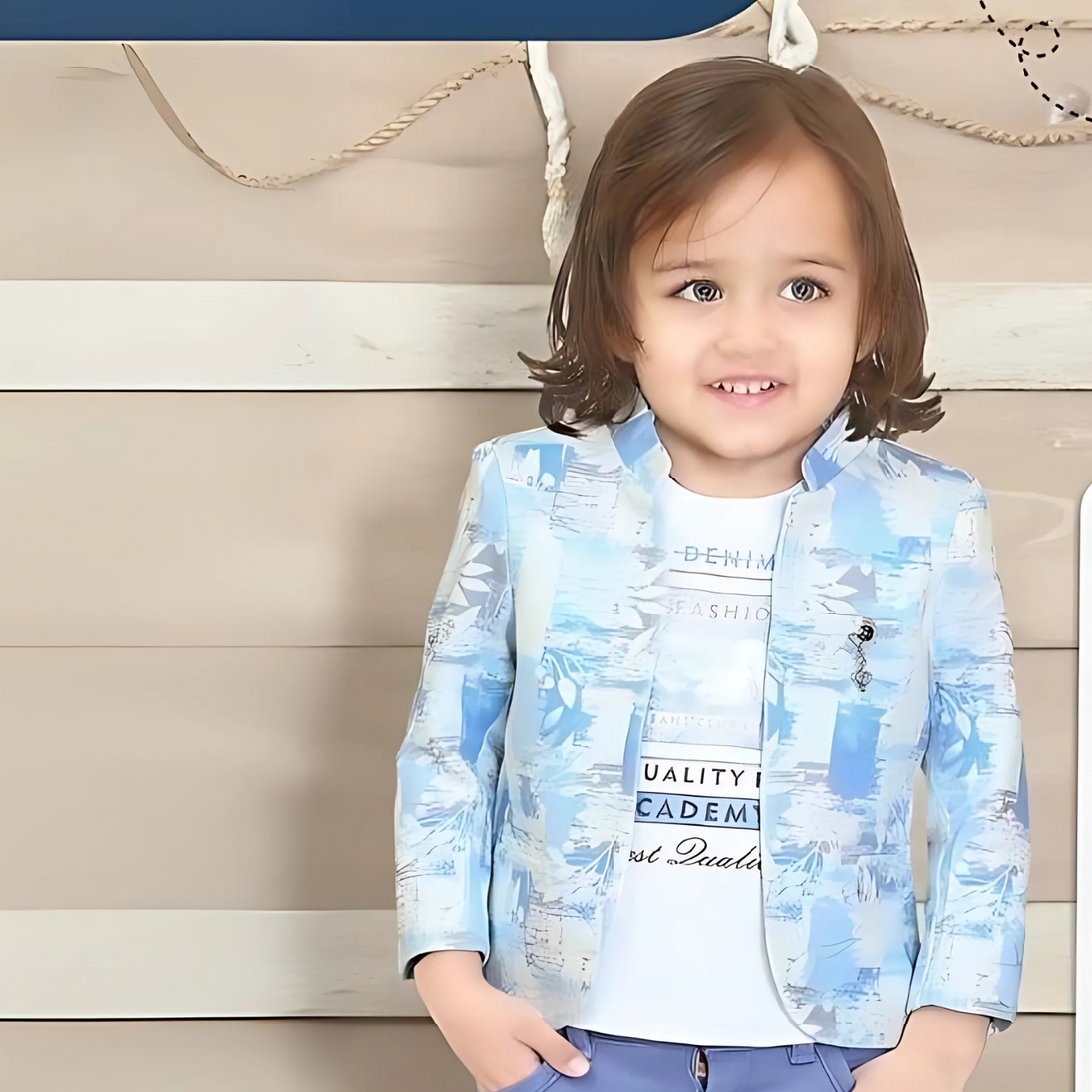 Boys Printed Blazer & T-shirt With Trouser
