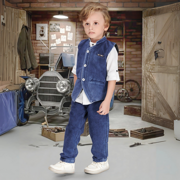 Boys Denim Full Suit With Jacket