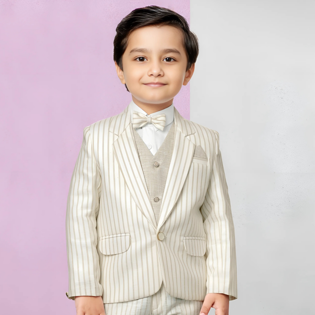Boys Cream Party Coat Suit