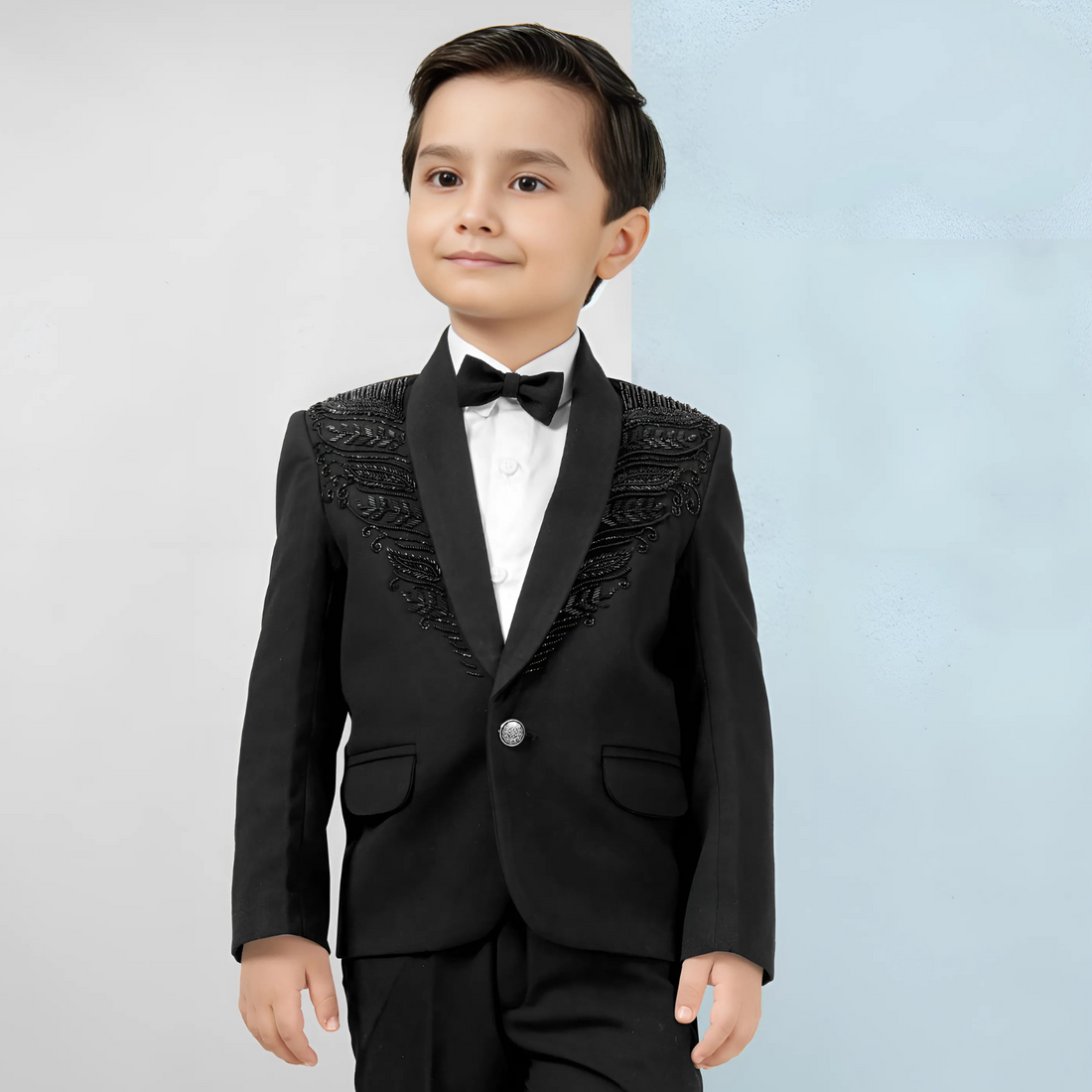 Boys Black Party Coat Suit