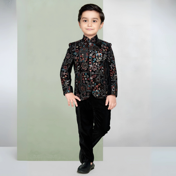 Boys Black Party Coat Suit