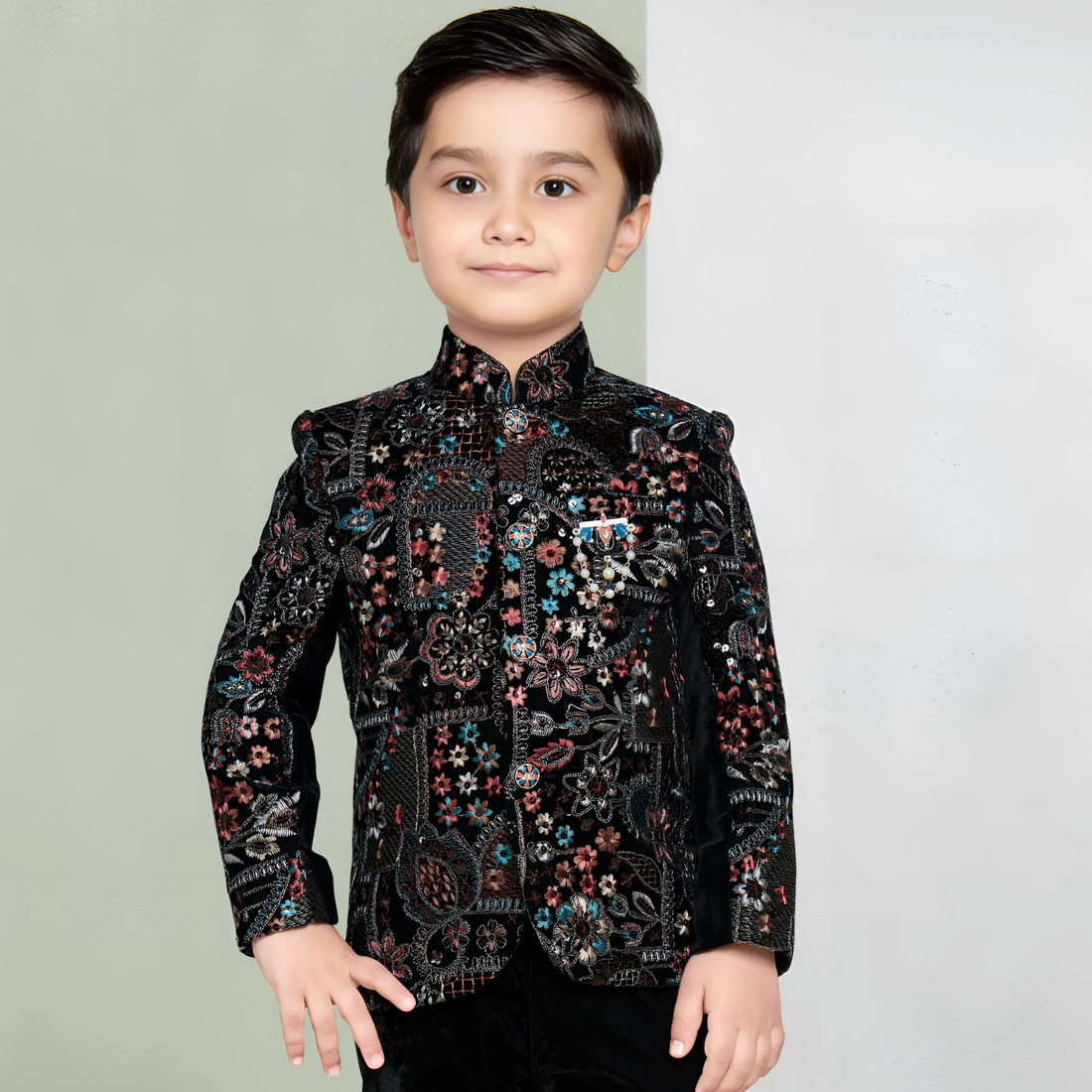 Boys Black Party Coat Suit