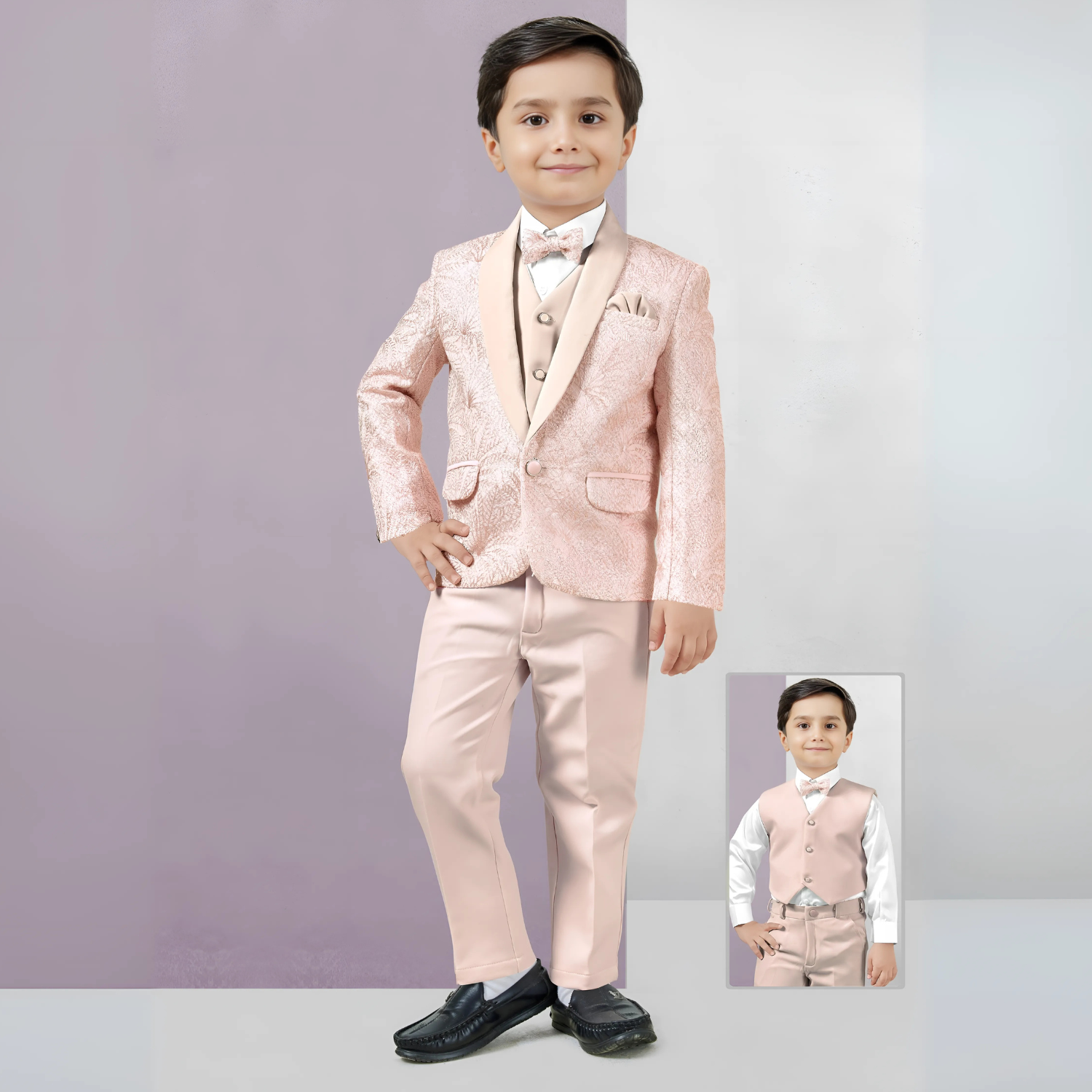 Boys Peach Party Coat Suit Wear