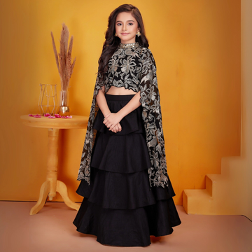 Black Zari work Lehenga Choli for Girls