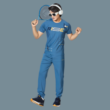 Boys Blue Printed Round Neck Full Sleeve Night Suit
