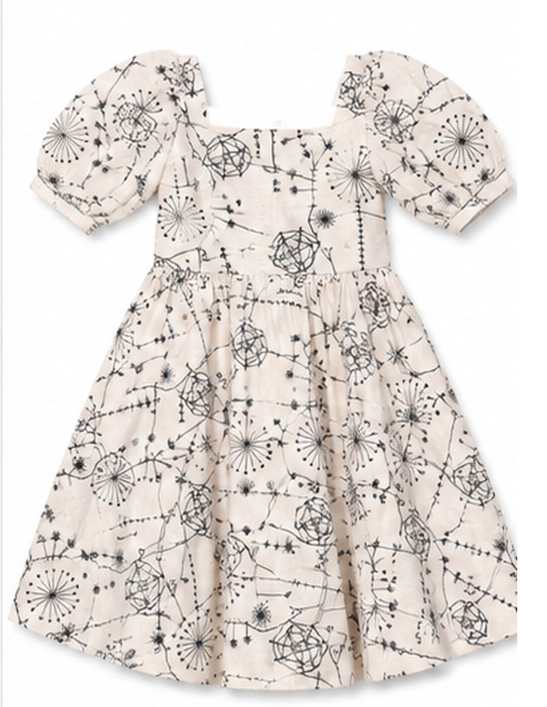 Girls cream and black printed cotton frock