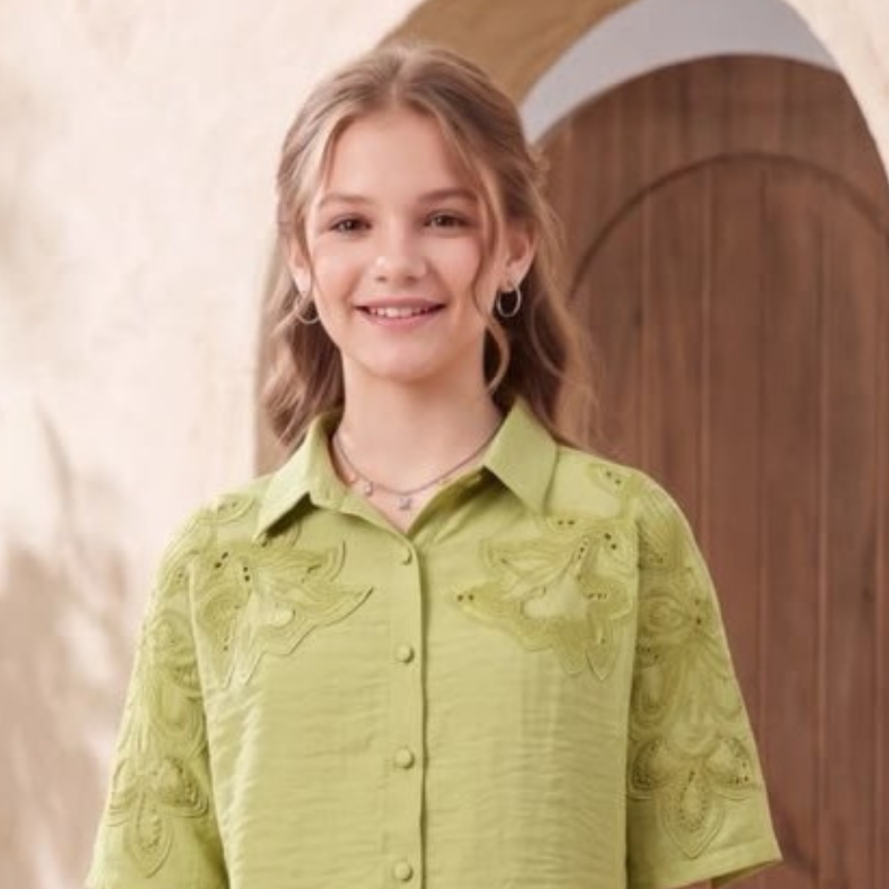 Girls Stylish Embroidered Shirt & Palazzo Co-Ord Set