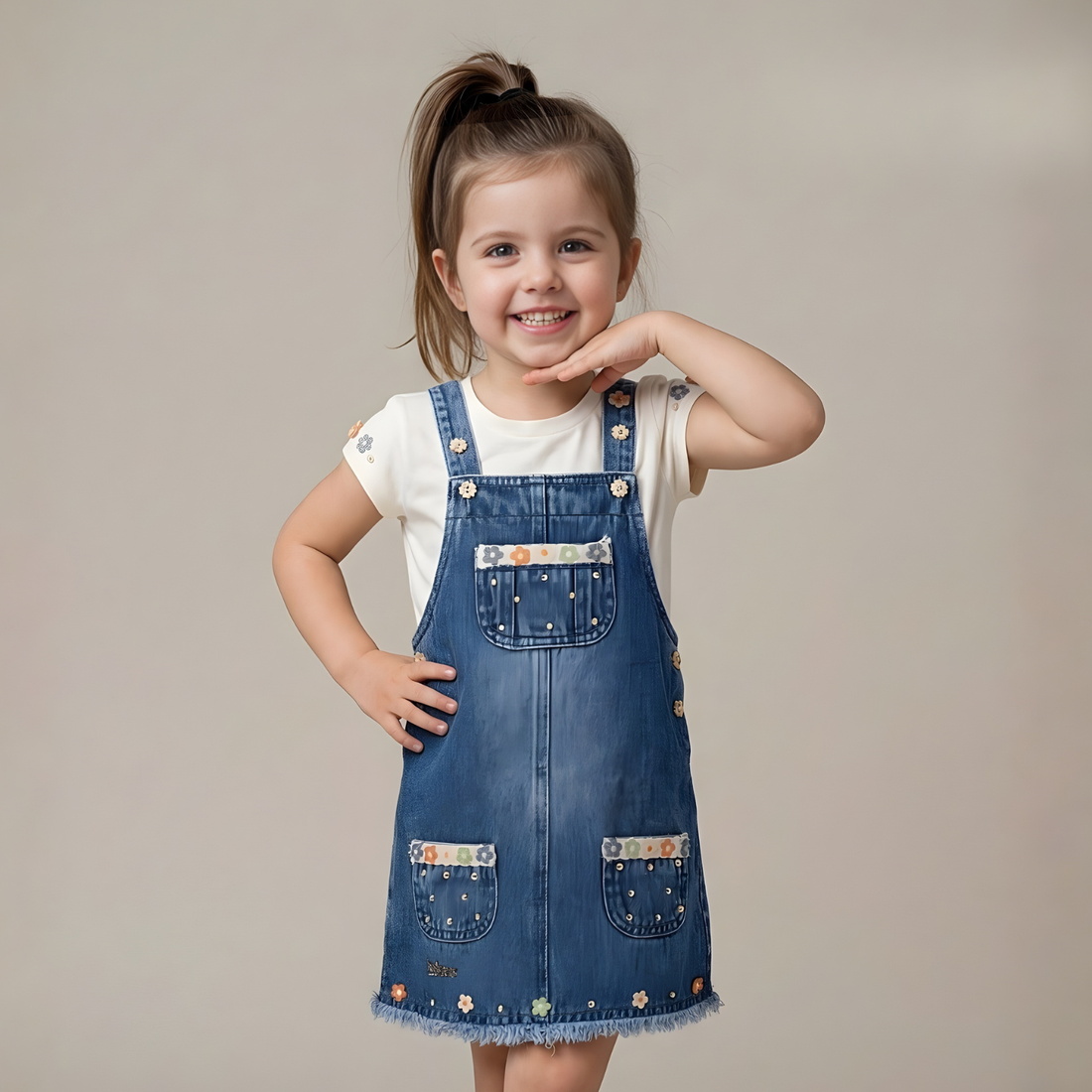 Stylish Girls Blue Denim Frock