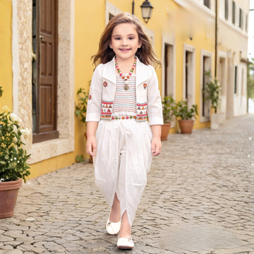 Girls Floral Printed Cotton Kurta & Dhoti Pant Set