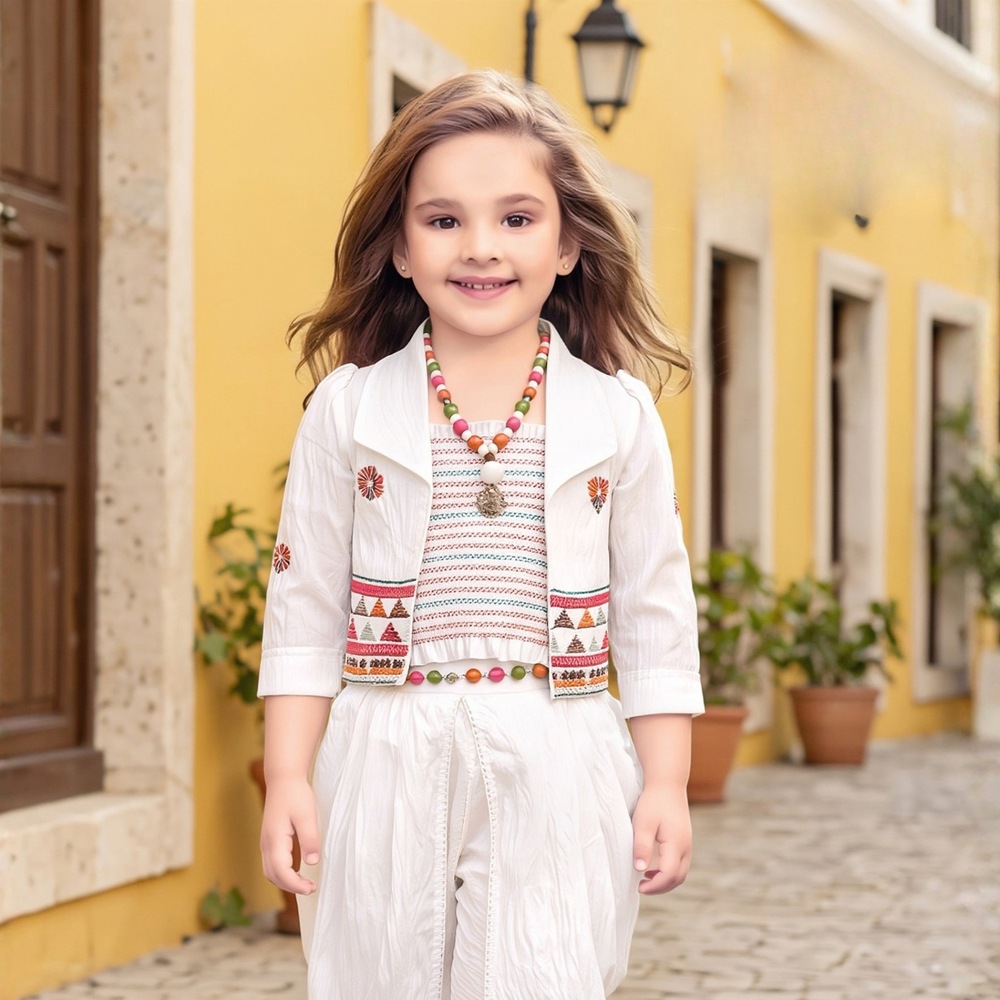 Girls Floral Printed Cotton Kurta & Dhoti Pant Set