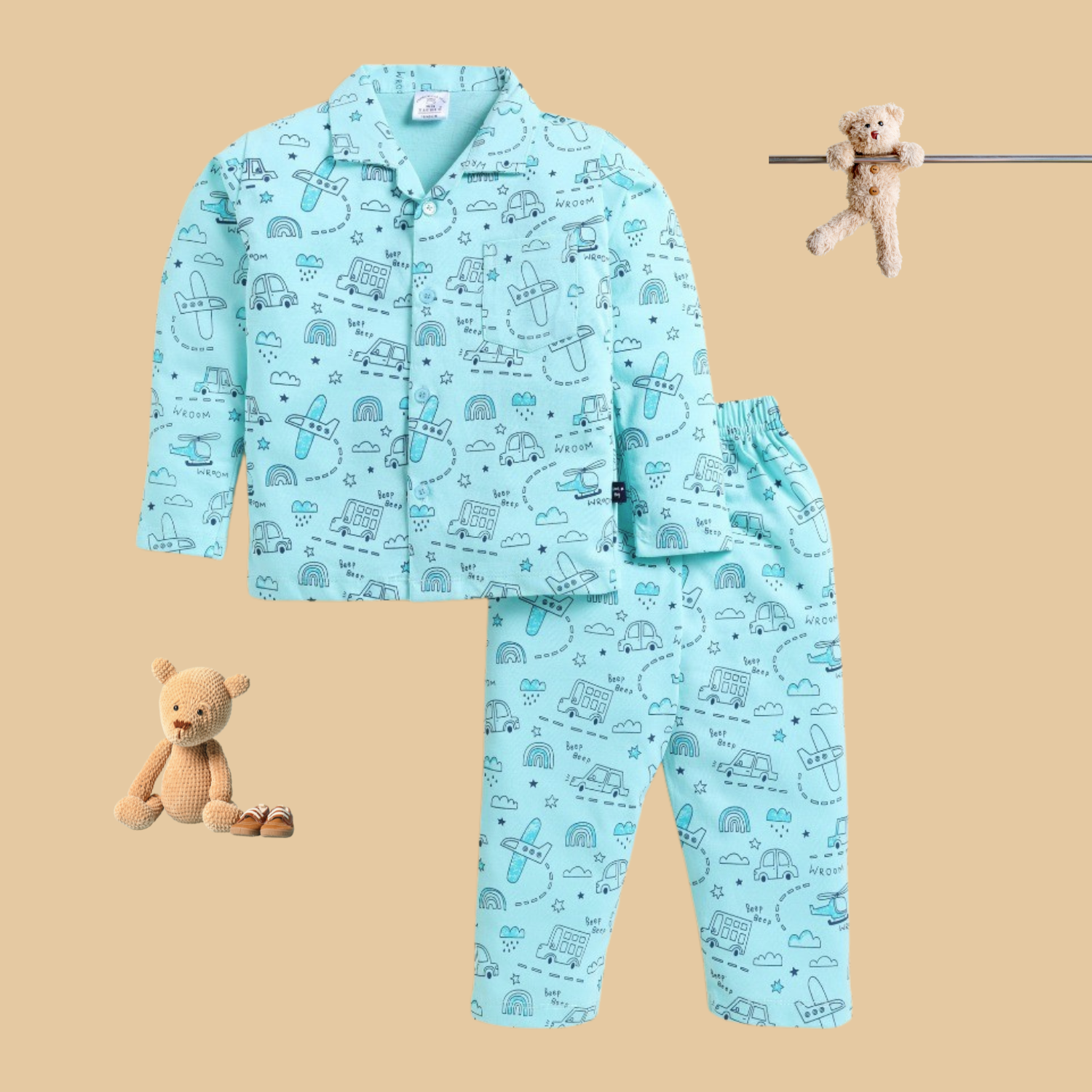 Cotton Knit Full Sleeves Night Suit