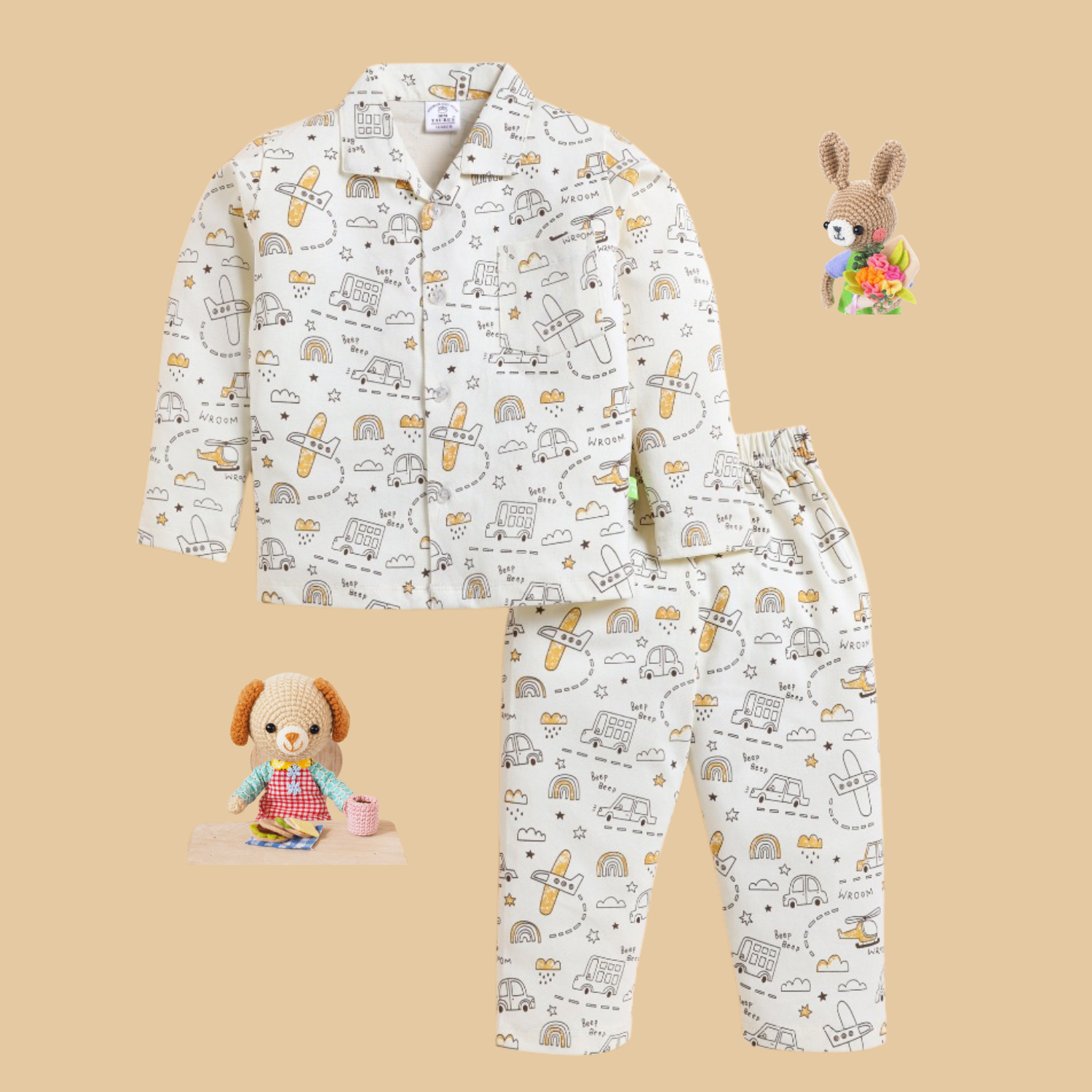 Cotton Knit Full Sleeves Night Suit