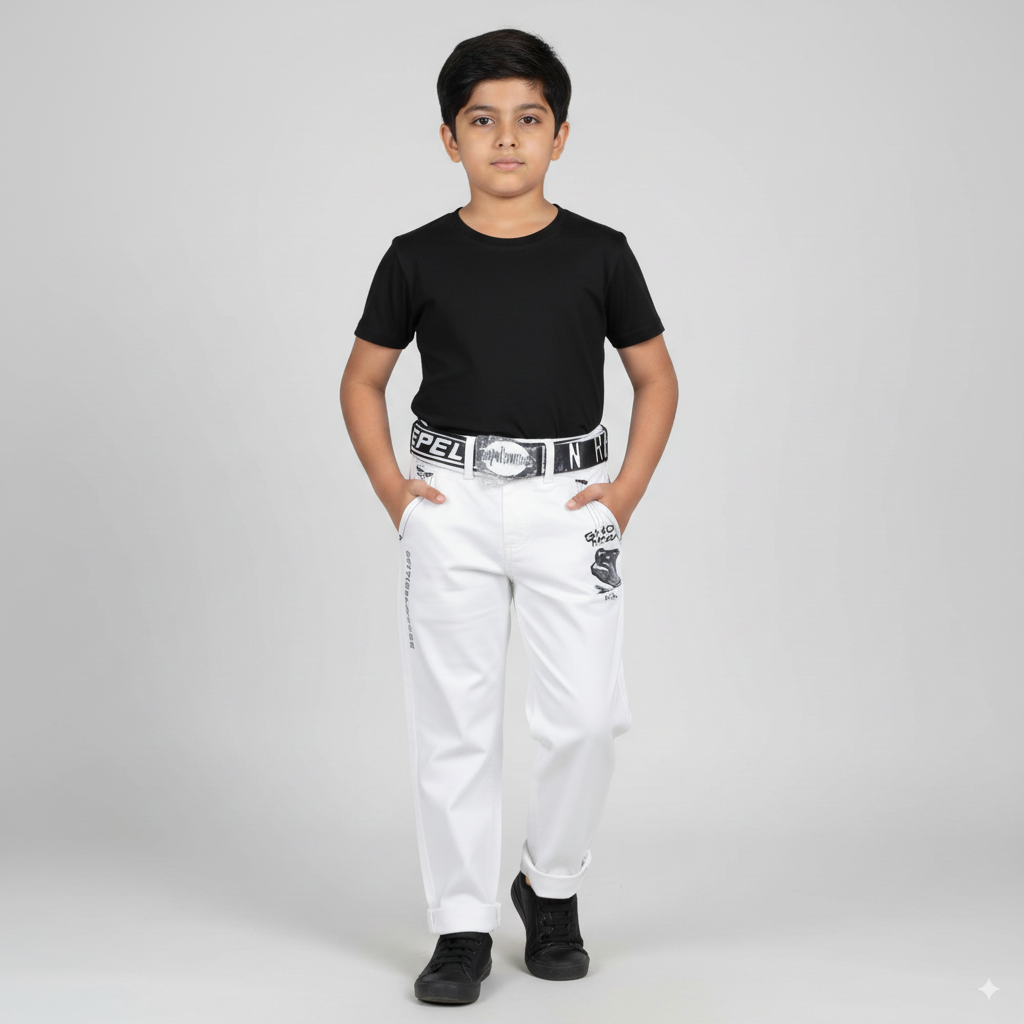 White Kids Cotton Denim Jeans