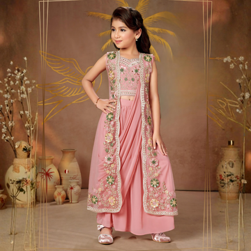 pink wedding wear lehenga choli in Saree Style