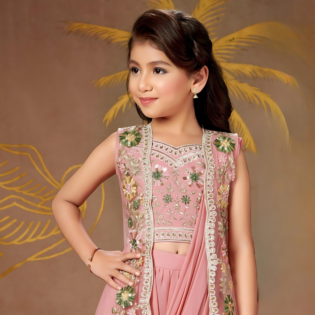 pink wedding wear lehenga choli in Saree Style