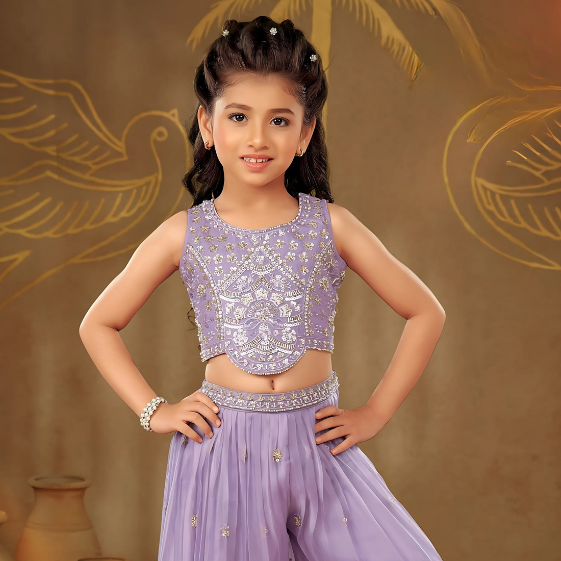 Embroidery work Styled Palazzo Set For Girls