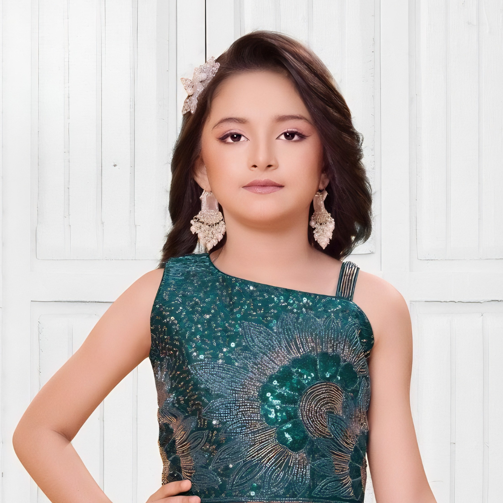 Girls Wedding Wear Green Lehenga Choli Set With Dupatta