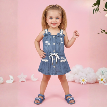 Sleeveless Baby Girl Denim Frock