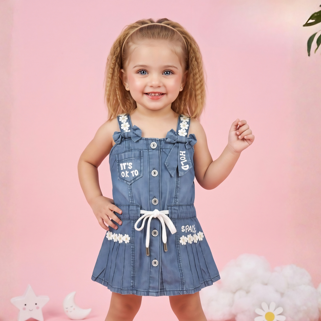 Sleeveless Baby Girl Denim Frock