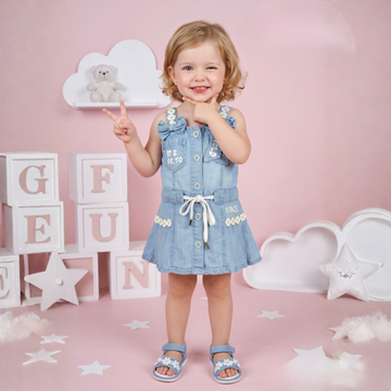 Sleeveless Baby Girl Denim Frock