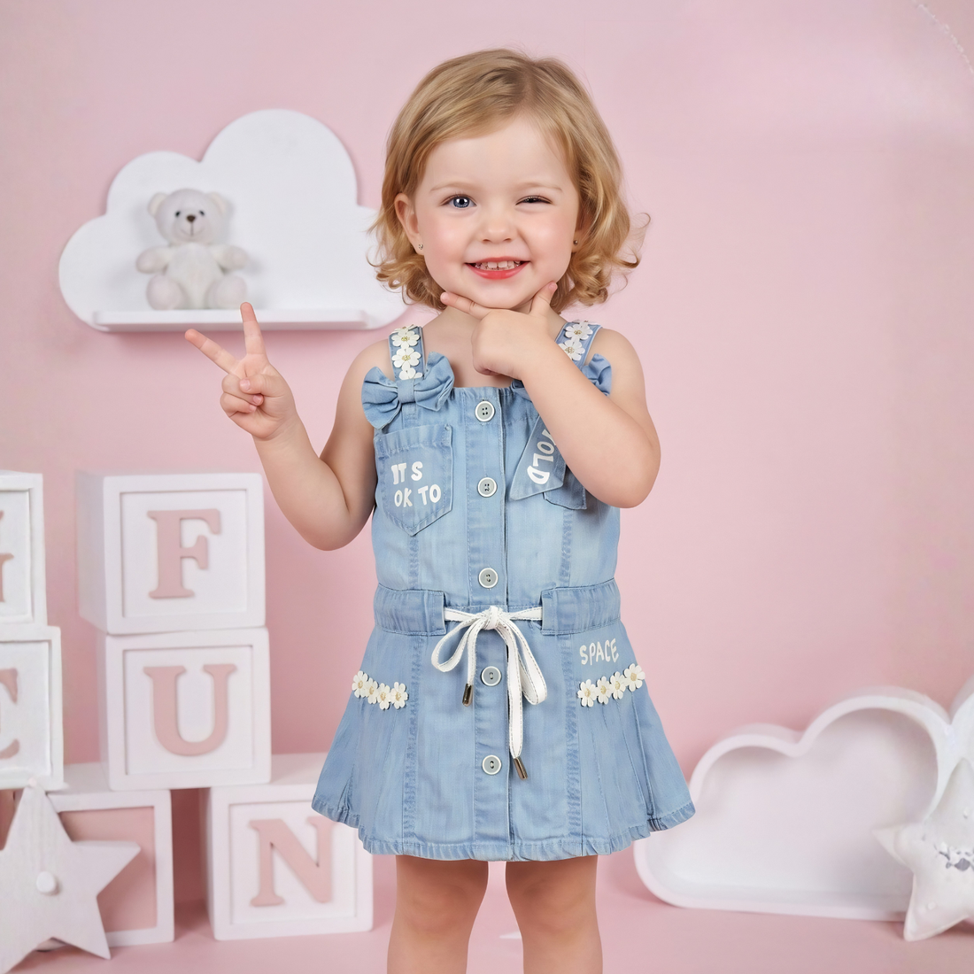Sleeveless Baby Girl Denim Frock