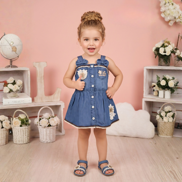 Sleeveless Baby Girl Denim Frock