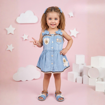 Sleeveless Baby Girl Denim Frock