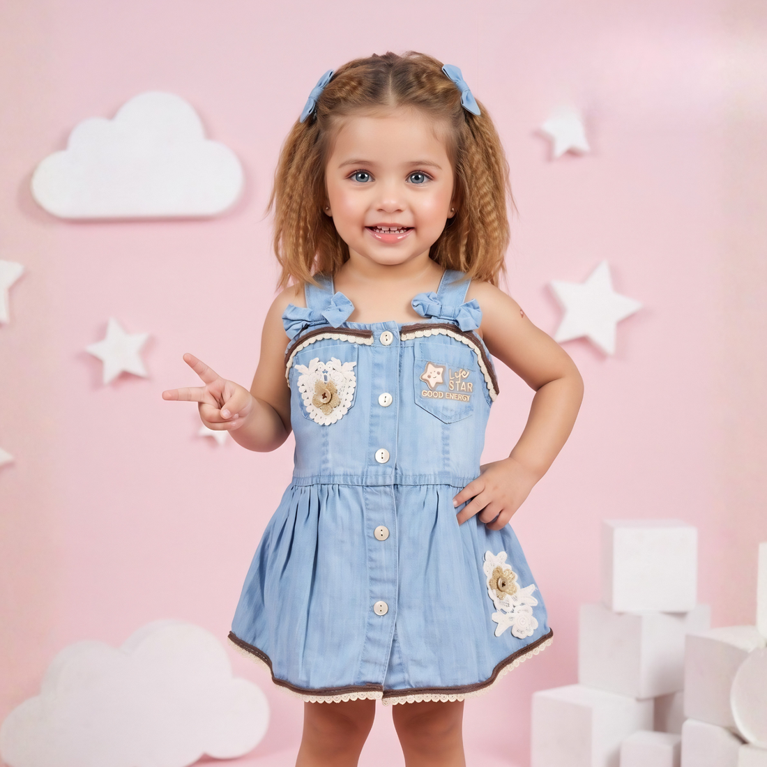 Sleeveless Baby Girl Denim Frock