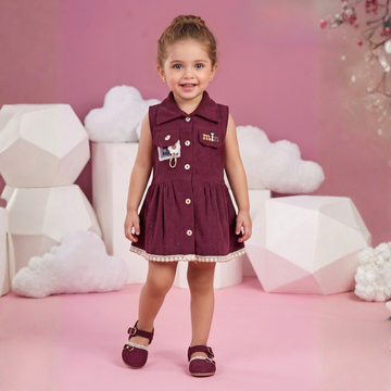 Sleeveless Baby Girl Maroon Frock