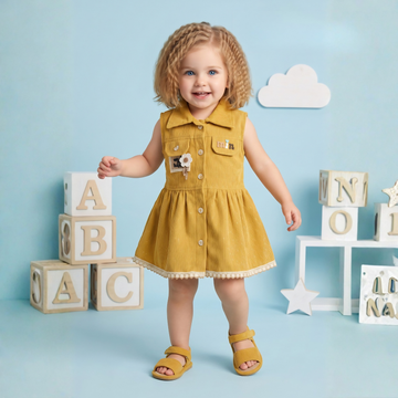 Sleeveless Baby Girl Mustard Frock