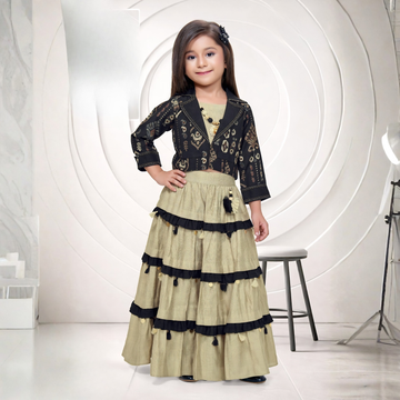 Trendy Long Skirt Ethnic Flared Maxi Skirt For Girls