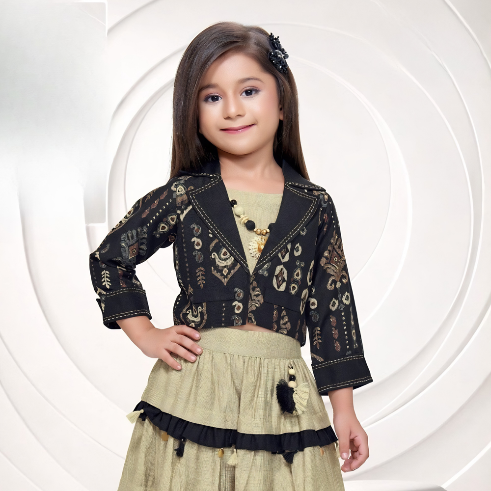 Trendy Long Skirt Ethnic Flared Maxi Skirt For Girls