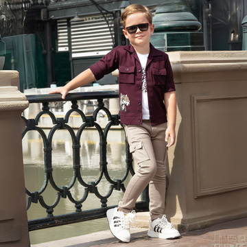 Lovely Boys Maroon Full Suit