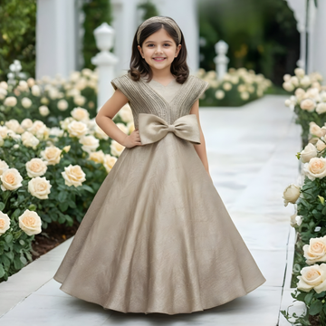 Fawn Shimmer Party Gown For Girls