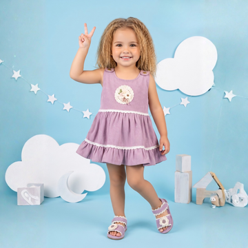 Sliveless Baby Girl Pink Frock