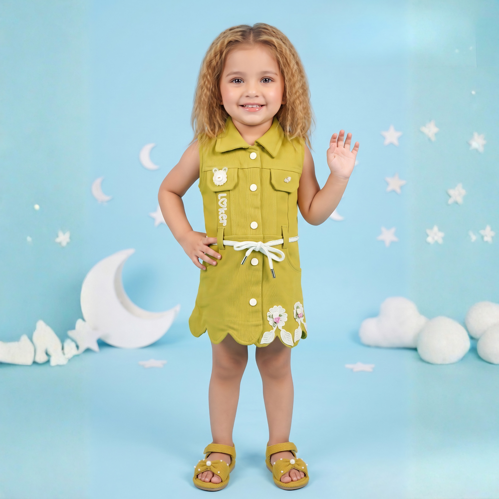 Sleeveless Baby Girl Mustard Frock