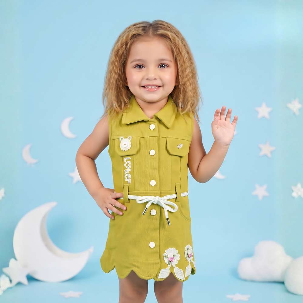 Sleeveless Baby Girl Mustard Frock