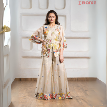 Trendy beige palazzo salwar suit