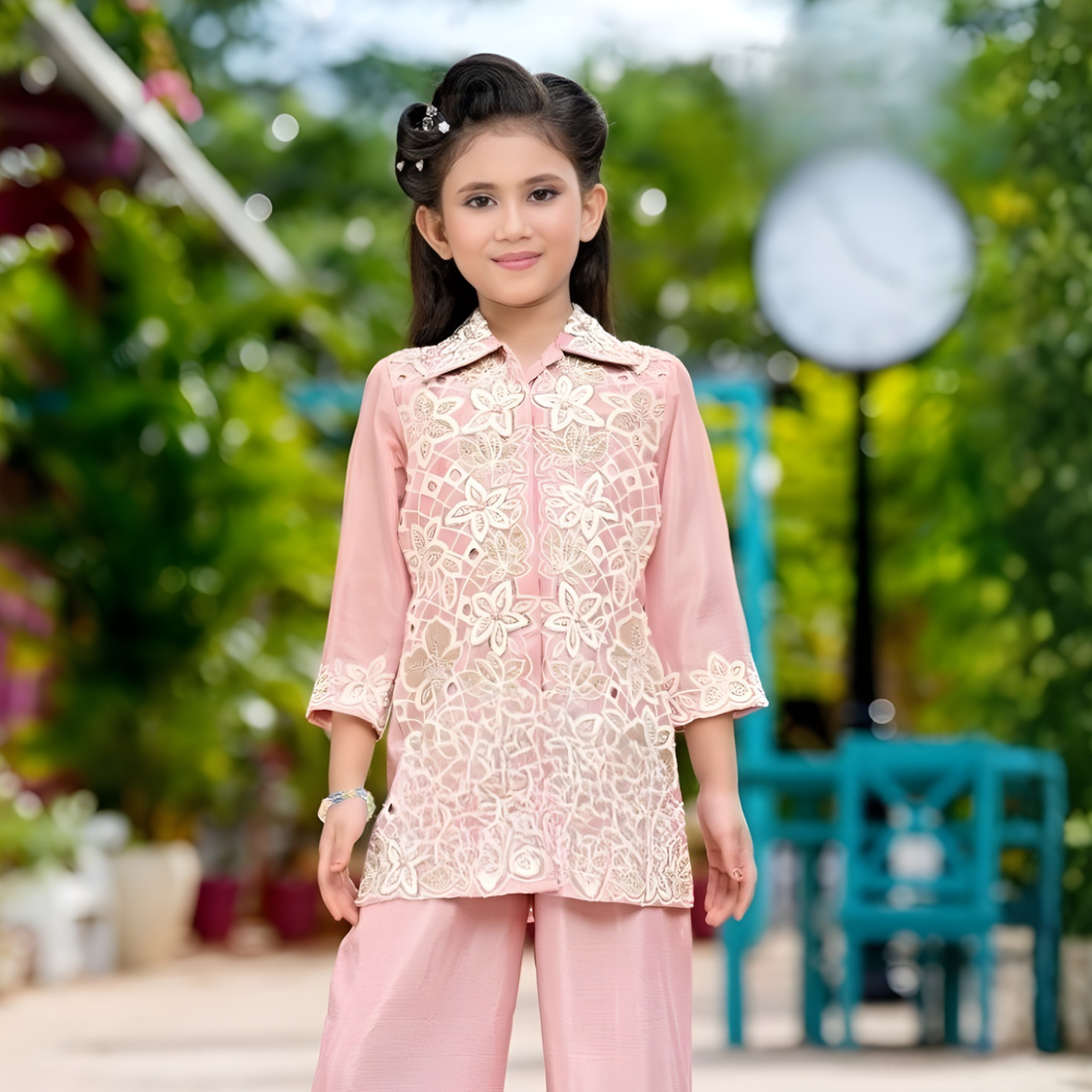 Stylish Floral Printed Pant Set For Girls