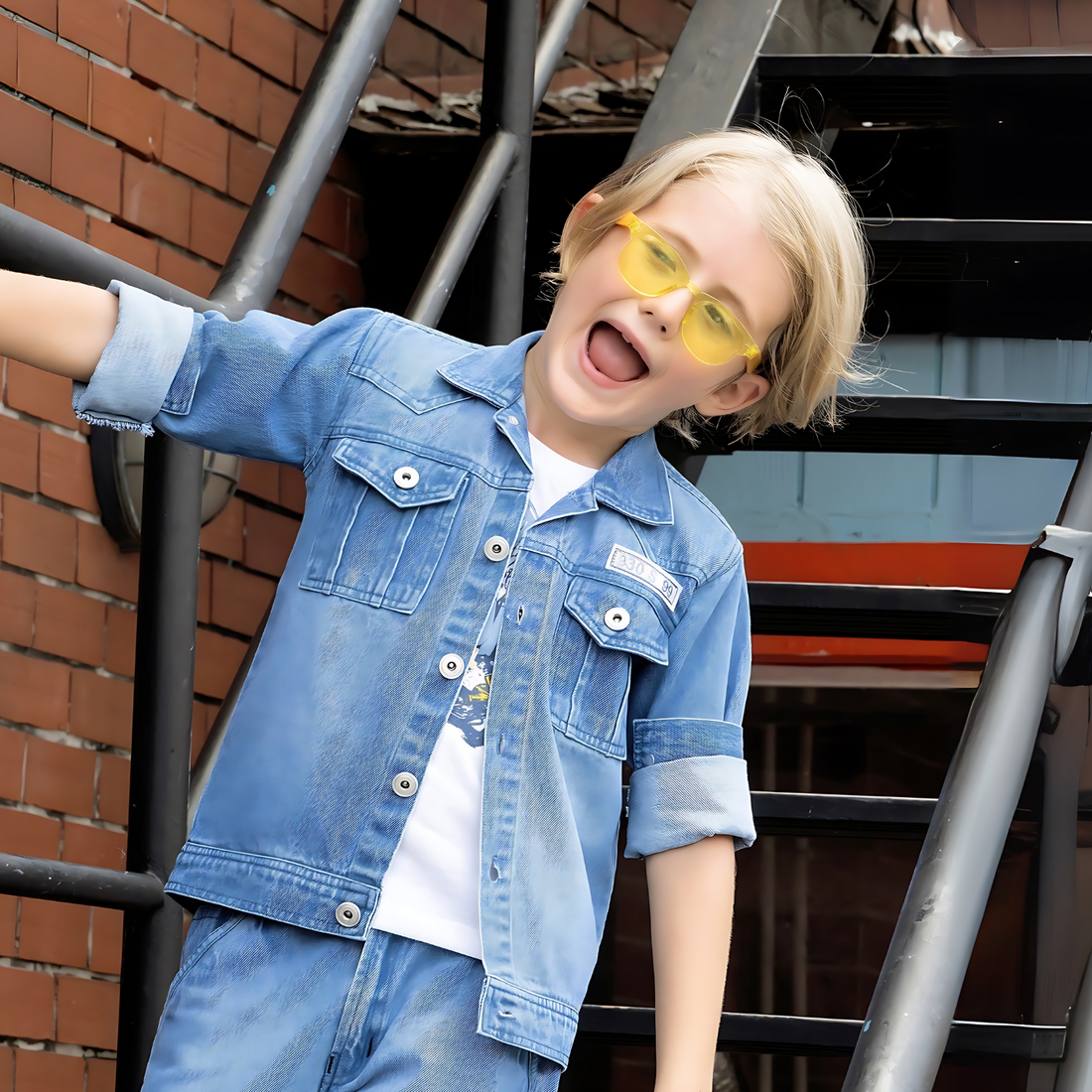 Boys Full Sleeve Denim Jacket, T/Shirt & Pant Set