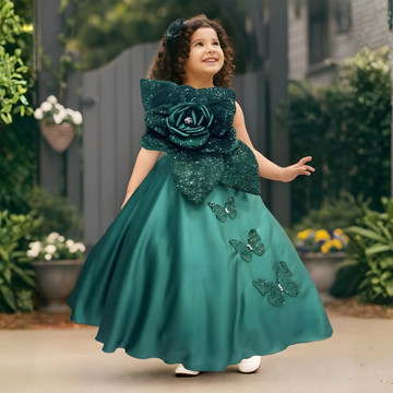 Party Wear Green New Fancy Long Gown