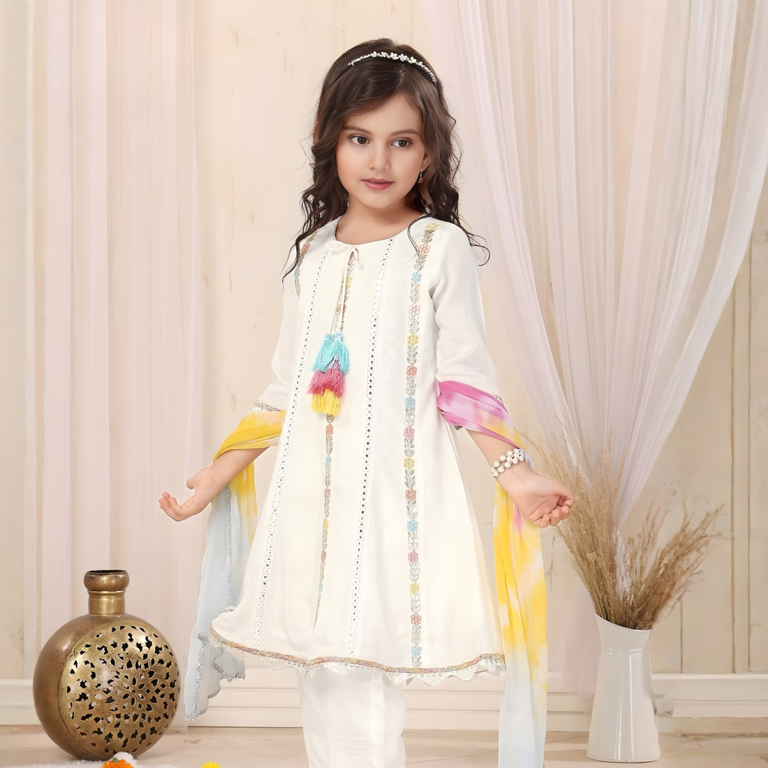 Stylish Kids Girls Ethnic Kurti Set