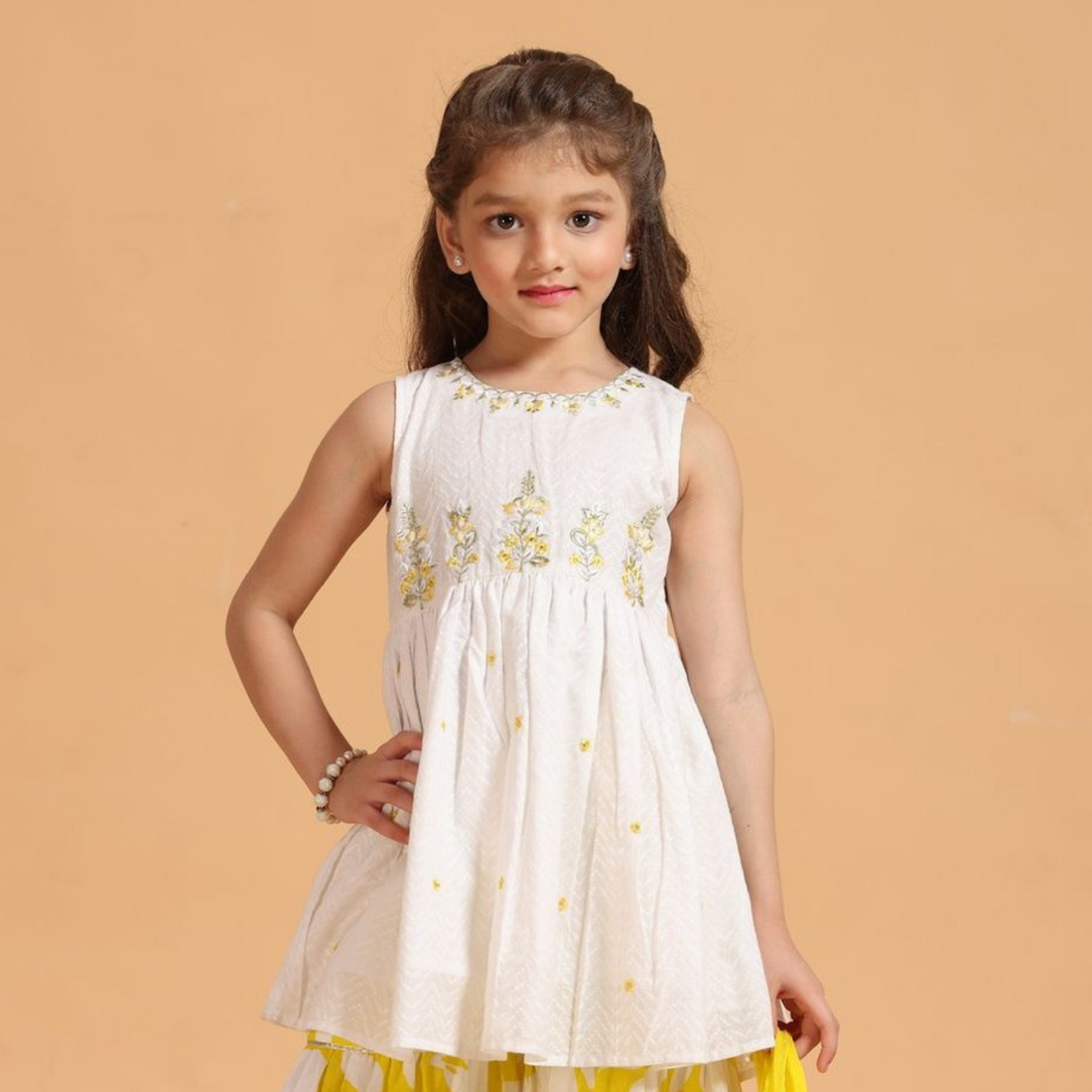Girls Yellow Silk Palazzo Suit For Festival