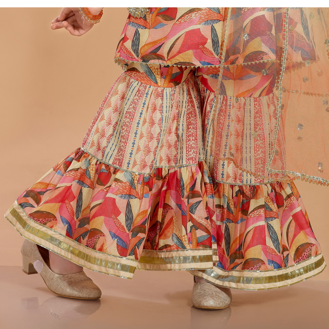 Attractive Tomato Georgette Sharara Set