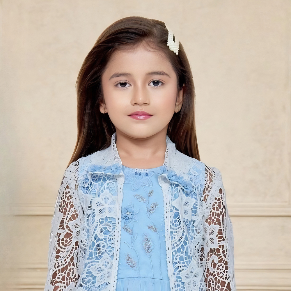 Kids Floral Printed Frock With Jacket