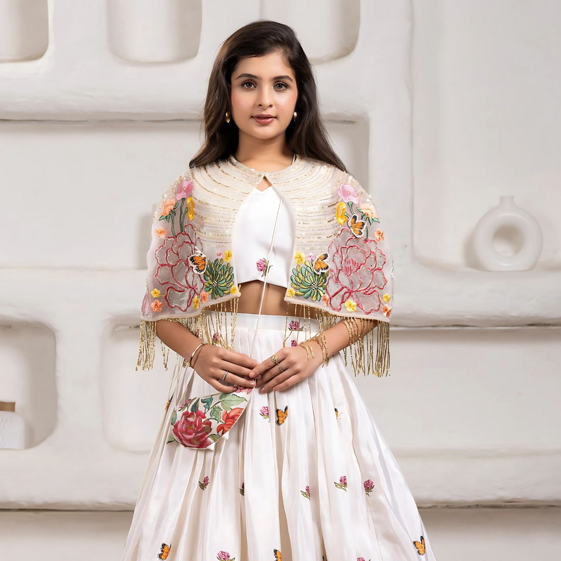Elegant Sequins  Fawn Georgette Bridal Lehenga Choli Set