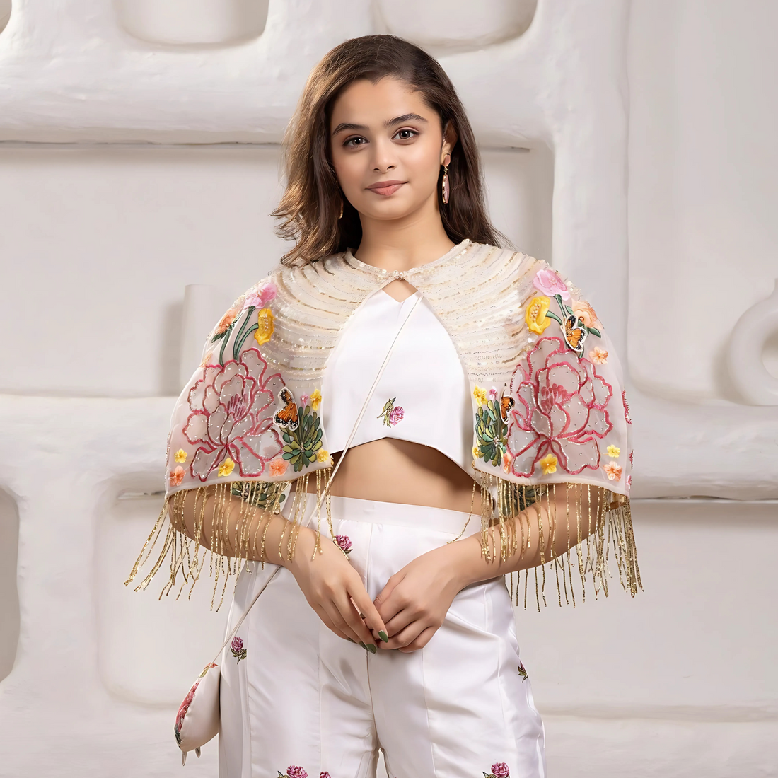 Crop Top with Plazzo With Jacket Set