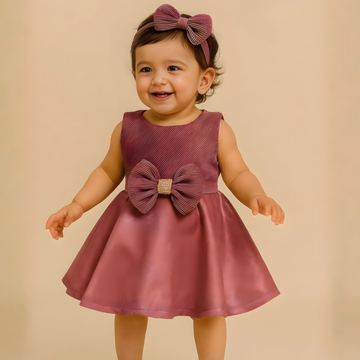 Stylish Wine Party Wear Girls Frock