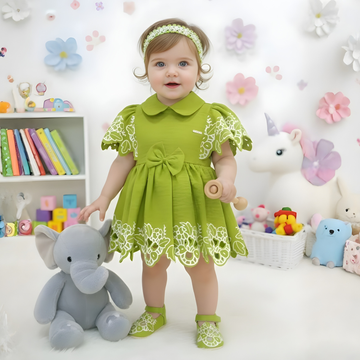 Elegant Green Baby Girl Frock