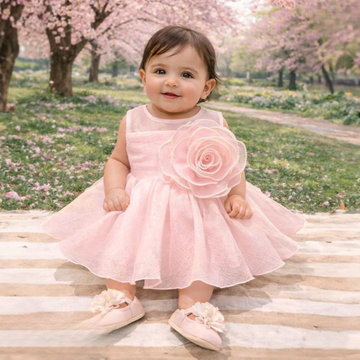 Pink Baby Girls Party Wear Frock